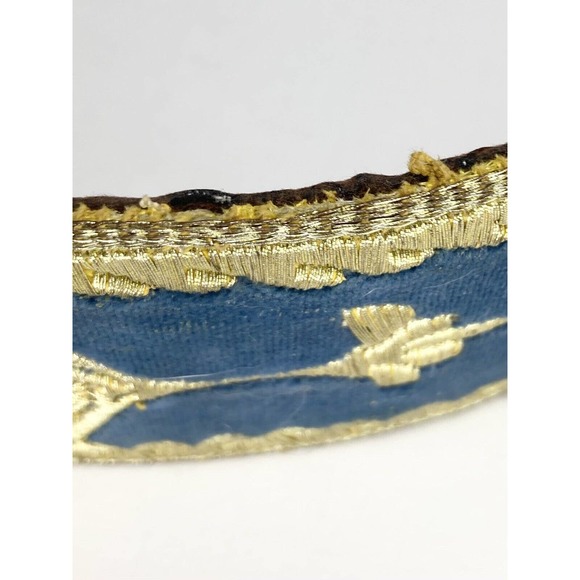 VTG 60s 30.5” Handmade Gold/Blue Sewn Fabric Jordan Middle East Mens Kaftan Belt - Picture 8 of 10
